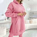 🍂Fall Specials🍂Women's Fashion Solid Color Hoodie And Lined Leggings Two-Piece Set