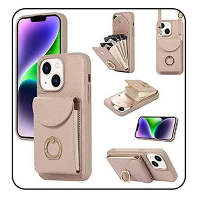 Phone Case with Card Holder & Ring Stand for iPhone