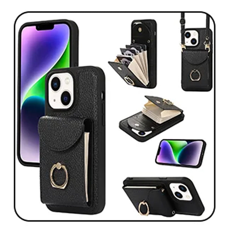 Phone Case with Card Holder & Ring Stand for iPhone