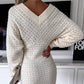 Women's V-Neck Long Sleeves Knitted Dress
