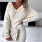 Women's V-Neck Long Sleeves Knitted Dress