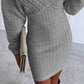 Women's V-Neck Long Sleeves Knitted Dress