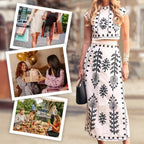 Women's Print Top ＆ Long Skirt 2-Piece Set