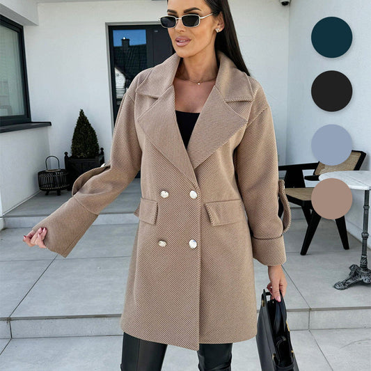 🍂Fall Specials🍂Women's Solid Color Double Breasted Coat