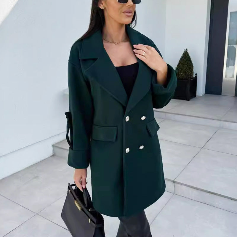 🍂Fall Specials🍂Women's Solid Color Double Breasted Coat
