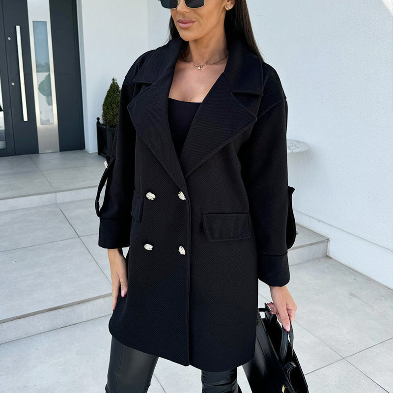 🍂Fall Specials🍂Women's Solid Color Double Breasted Coat