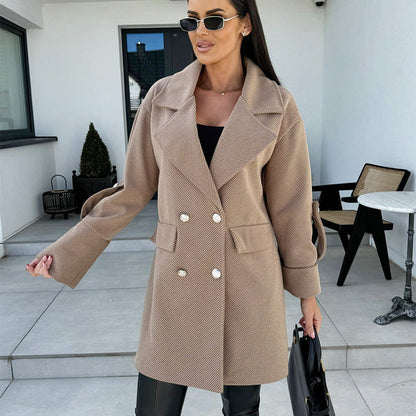 🍂Fall Specials🍂Women's Solid Color Double Breasted Coat