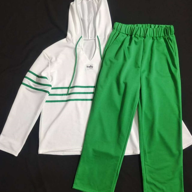 🍁New for autumn✨Women's Striped Hooded Sweatshirt and Pants Set