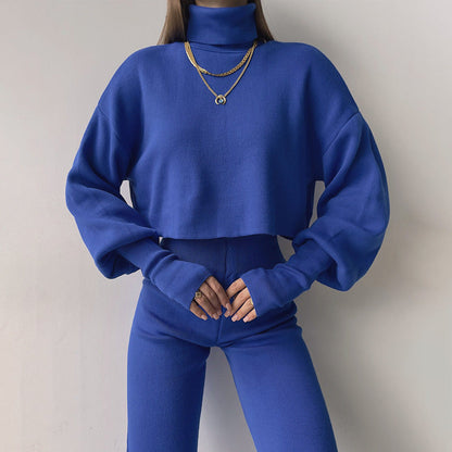 👚Seasonal Specials👖Women's Long-sleeve High Neck Crop Top and Pants Set