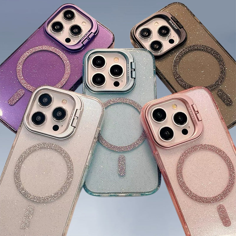 🔥Best Selling🔥Glitter Shockproof Magnetic Phone Case with Stand