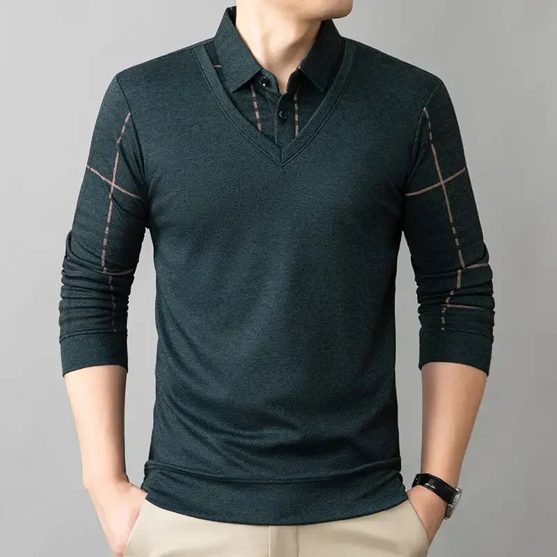 Now enjoy 50% discount🔥Men's Lapel Faux Two-Piece Warm Top