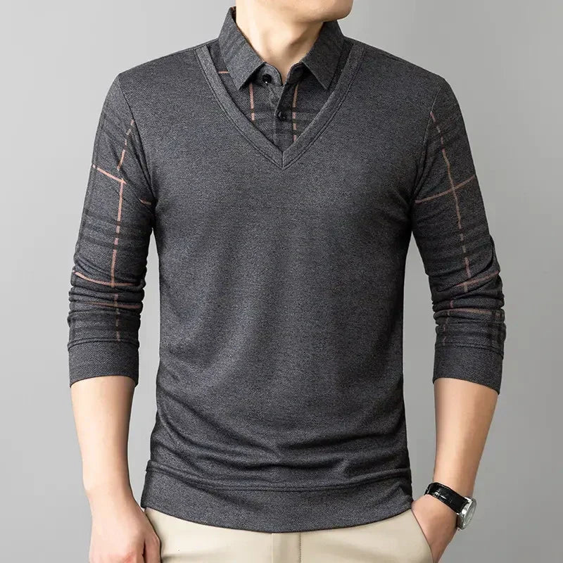 Now enjoy 50% discount🔥Men's Lapel Faux Two-Piece Warm Top