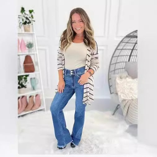 🍁New for autumn Women’s Casual High Waist Jeans with Pockets✈️2pcs free shipping