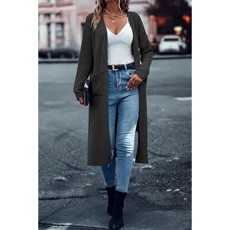 🍂Fall Specials🍂Solid Color Front-Opening Loose Fit Sweater with Pockets