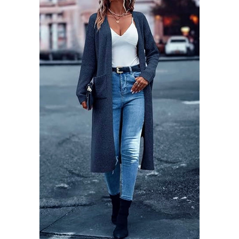 🍂Fall Specials🍂Solid Color Front-Opening Loose Fit Sweater with Pockets