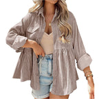 2024New for autumn✨ Spring Corduroy Peplum Top