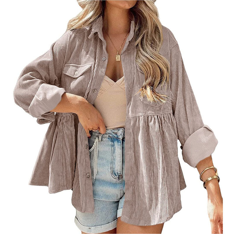 2024New for autumn✨ Spring Corduroy Peplum Top