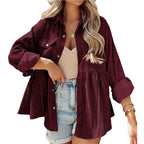2024New for autumn✨ Spring Corduroy Peplum Top