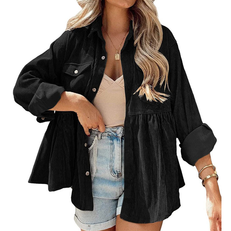 2024New for autumn✨ Spring Corduroy Peplum Top