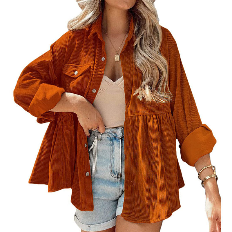 2024New for autumn✨ Spring Corduroy Peplum Top