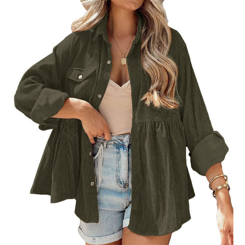 2024New for autumn✨ Spring Corduroy Peplum Top