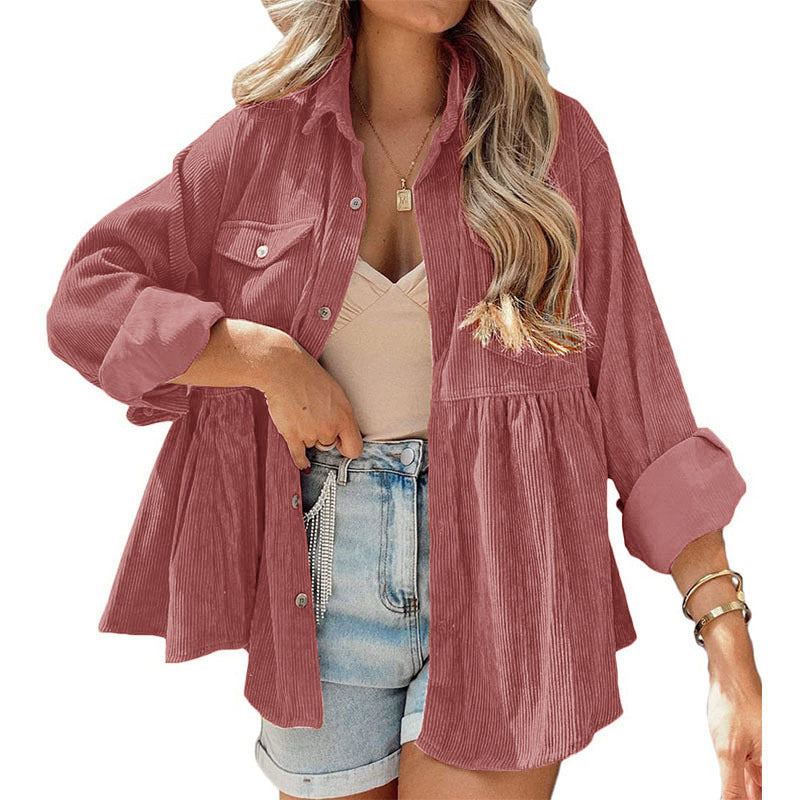 2024New for autumn✨ Spring Corduroy Peplum Top