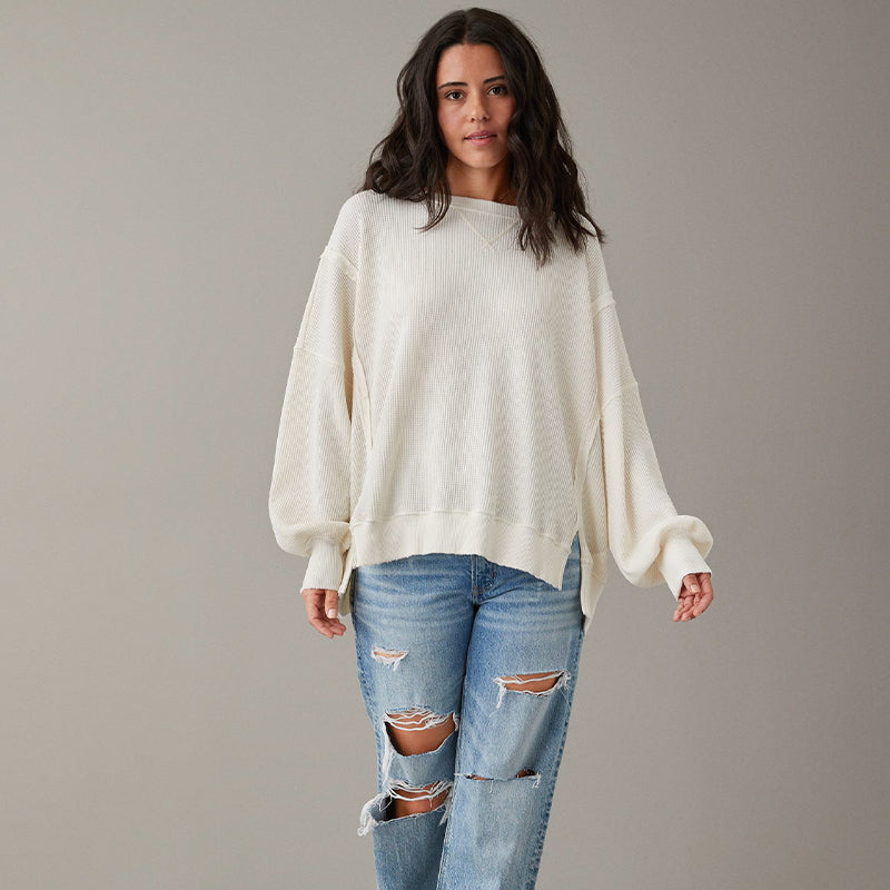 Gift Choice - Oversized Big Hug Waffle Sweatshirt