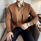 ✨New Arrival✨Men's Casual Solid Color Faux 2-Piece Top