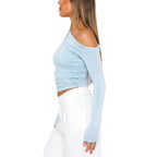 [Gift For Her] Women's Off Shoulder Long Sleeve Slimming Fit Tops