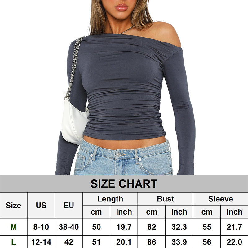[Gift For Her] Women's Off Shoulder Long Sleeve Slimming Fit Tops