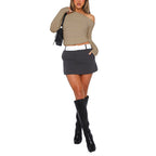 [Gift For Her] Women's Off Shoulder Long Sleeve Slimming Fit Tops