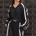 🥰 limited-time offer price 🥰V-Neck Sweatshirt & Wide-Leg Pants 2-Piece Set