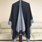 Women's Elegant Color Block Poncho Wrap for Fall & Winter