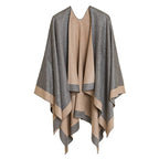 Women's Elegant Color Block Poncho Wrap for Fall & Winter