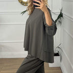 🔥Limited Time 50% OFF🔥Women's Casual Solid Color Long Sleeve 2 Piece Set