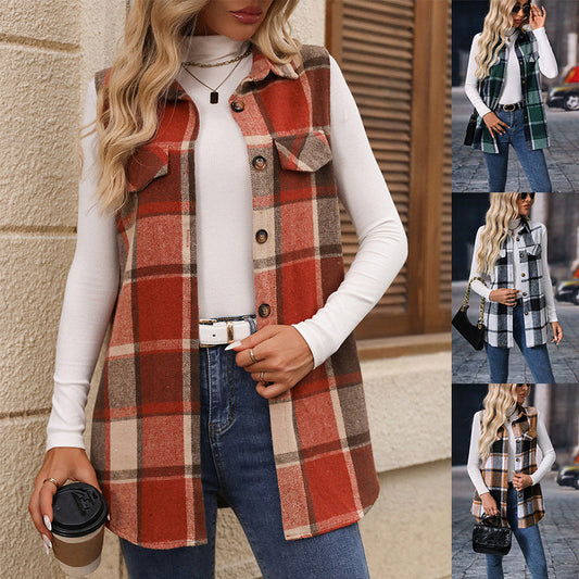 Women’s Button-Down Plaid Vest