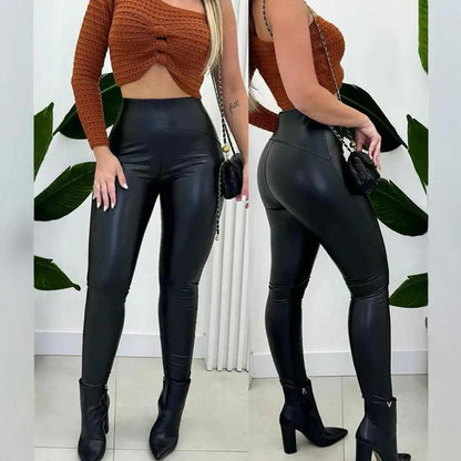 Women’s Casual PU Leather Leggings