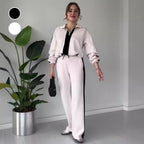 ⏳Limited Sale 51% OFF🌸Women’s Zipper Lapel Tops ＆ Pants 2-Piece Set