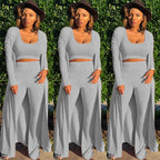 Women’s Stretch Knitted Tank Top High-waist Leggings and Long Cardigan 3-piece Set