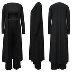 Women’s Stretch Knitted Tank Top High-waist Leggings and Long Cardigan 3-piece Set