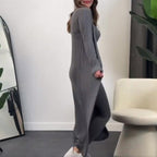 Women’s Stretch Knitted Tank Top High-waist Leggings and Long Cardigan 3-piece Set