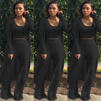 Women’s Stretch Knitted Tank Top High-waist Leggings and Long Cardigan 3-piece Set