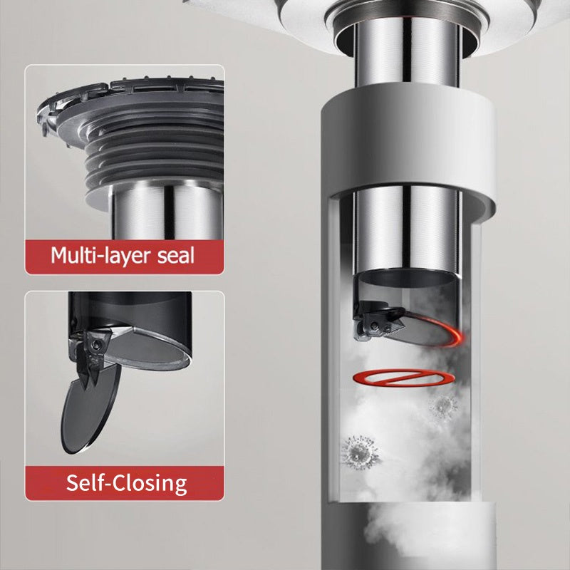 Self-Closing Floor Drain with Hair Catcher