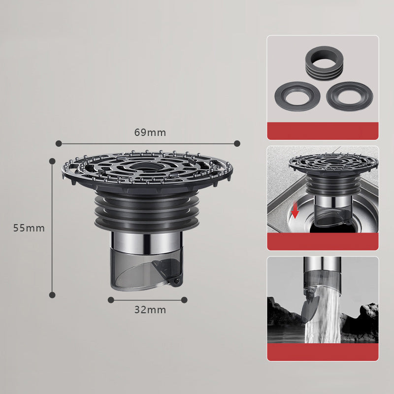 Self-Closing Floor Drain with Hair Catcher