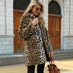 Black Friday Sale❄️Winter Specials❄️Women's Fashion Leopard Print Warm Faux Fur Mid-Length Coat