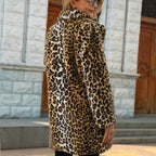Black Friday Sale❄️Winter Specials❄️Women's Fashion Leopard Print Warm Faux Fur Mid-Length Coat