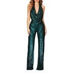 🖤Early Black Friday Sale:50% OFF🖤Women's Sparkly Sexy Halter Neck Slim Fit Jumpsuit