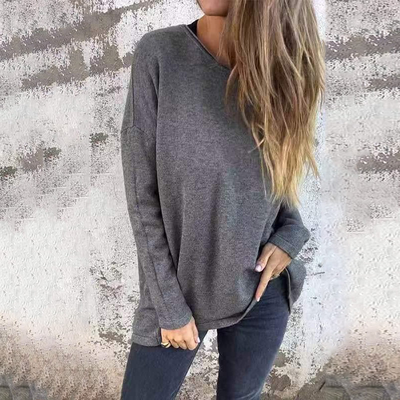 🖤Early Black Friday Sale:50% OFF🖤Women's Solid Round Neck Long Sleeve Tops