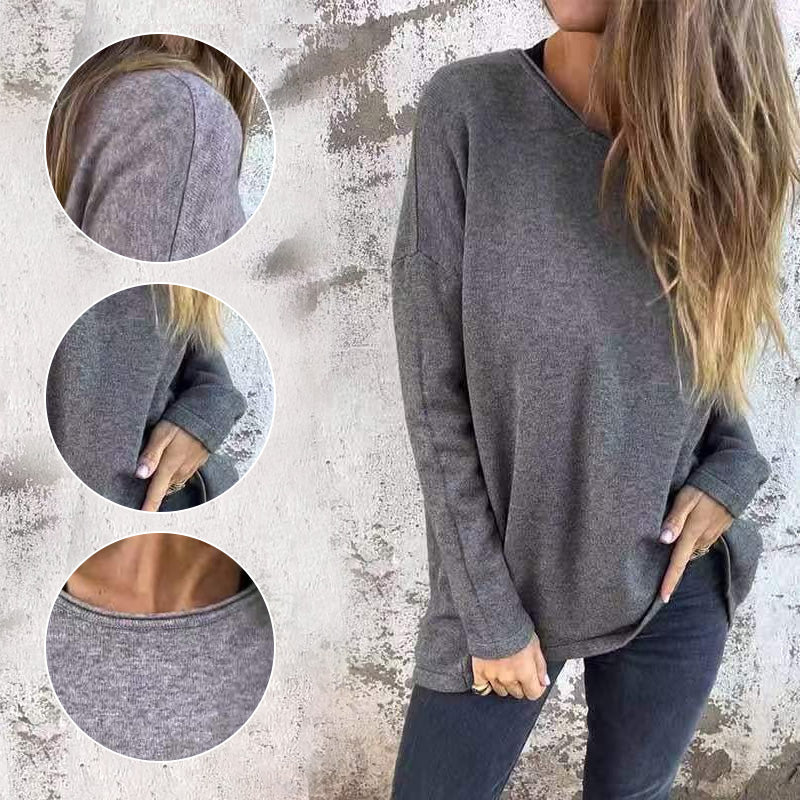 🖤Early Black Friday Sale:50% OFF🖤Women's Solid Round Neck Long Sleeve Tops