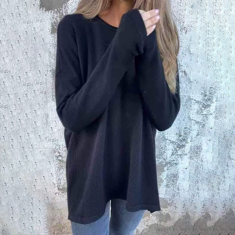🖤Early Black Friday Sale:50% OFF🖤Women's Solid Round Neck Long Sleeve Tops